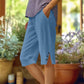 Summer Bestseller🔥👖 Capri Pants with Side Pockets & Cuffed Button Detail – Breathable Stretch Fit for All-Day Comfort