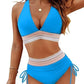⛱️2026 High Waisted Tummy Control Color Block Bikini Sets