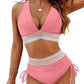 ⛱️2026 High Waisted Tummy Control Color Block Bikini Sets