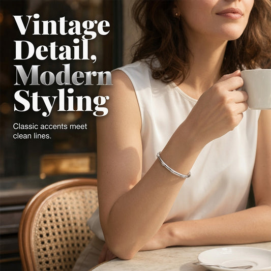 ⌛Limited-Time Offer-Vintage Floral Silver Bangle