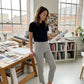 👖🍃Women's Elastic High-Waist Pants - Secure Pockets, Slim Fit