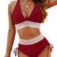 ⛱️2026 High Waisted Tummy Control Color Block Bikini Sets