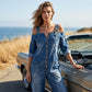 Loose Fit Wide-Leg Overall Jumpsuit with Pockets