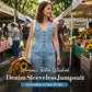 👖💥Women's Denim Jumpsuit – Sleeveless, V-Neck, Wide-Leg 💫
