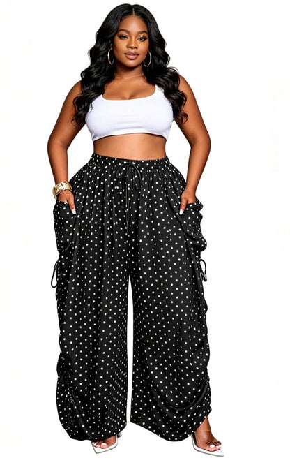 Women's Casual Wide Leg Polka Dot Pants