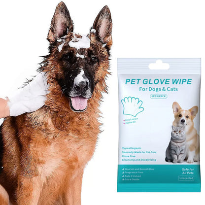 🔥Rinse-Free Dog Shampoo Mitts – Hypoallergenic Pet Bath Wipes（6 Packs）
