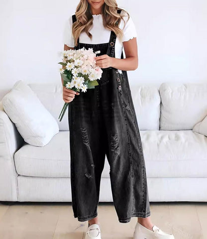 Trending Now⭐💃 Wide-Leg Denim Overalls with Adjustable Straps – Comfortable & Stylish for Any Casual Occasion
