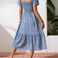✨Square Neck Floral Midi Dress – Smocked Bodice, Flowy Tiered Skirt, Romantic 🌸