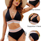 ⛱️2026 High Waisted Tummy Control Color Block Bikini Sets