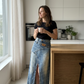 ⌛Limited-time offer-Women's Layered Waist Denim Maxi Skirt