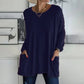 💞 Women's Round Neck Long Sleeve Loose Pocket T-Shirt