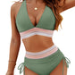 ⛱️2026 High Waisted Tummy Control Color Block Bikini Sets