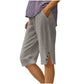 Summer Bestseller🔥👖 Capri Pants with Side Pockets & Cuffed Button Detail – Breathable Stretch Fit for All-Day Comfort
