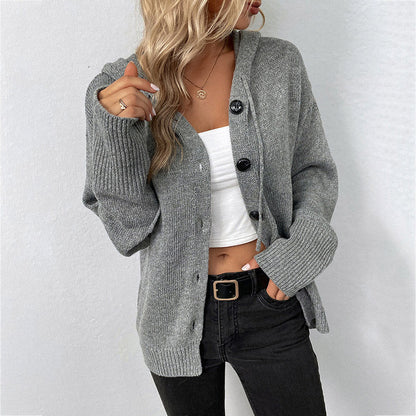 ✨🛍️Fresh Drop - Button-Front Hooded Knit Jacket – Premium Soft Texture & Effortless Style from Day to Night