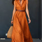 Trending Now⭐💃 Flowy A-Line Maxi Dress with Lapel Collar & Matching Belt