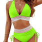 ⛱️2026 High Waisted Tummy Control Color Block Bikini Sets