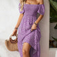 ✨Square Neck Floral Midi Dress – Smocked Bodice, Flowy Tiered Skirt, Romantic 🌸