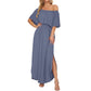 ✨ Off-Shoulder Ruffled Maxi Dress – Side Slit, Pockets, Flowy 🌸