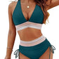 ⛱️2026 High Waisted Tummy Control Color Block Bikini Sets