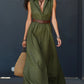Trending Now⭐💃 Flowy A-Line Maxi Dress with Lapel Collar & Matching Belt
