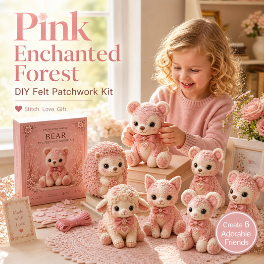 🎀🎁Pink Enchanted Forest DIY Felt Patchwork Kit