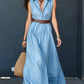 Trending Now⭐💃 Flowy A-Line Maxi Dress with Lapel Collar & Matching Belt
