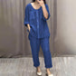 Women’s Linen Cotton Sequin 2-Piece Outfit Set