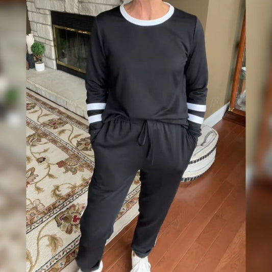 👚Seasonal Style - Relaxed Fit 2-Piece Set – Elastic Waist Pants & Comfortable Top for All-Day Wear