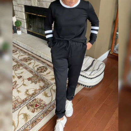 👚Seasonal Style - Relaxed Fit 2-Piece Set – Elastic Waist Pants & Comfortable Top for All-Day Wear