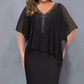 🌸2026 Summer Specials💐Rhinestone V-Neck Cape Dress with Chiffon Overlay