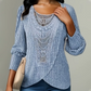 Trending Now⭐👚 Cut-Out Neck Long Sleeve Top with Asymmetric Hem – Modern Design & Flattering Vertical Texture for Effortless Style