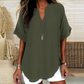 Trending Now⭐💃 Flowing Hem V-Neck Blouse – Relaxed Silhouette That Flatters Every Body Type