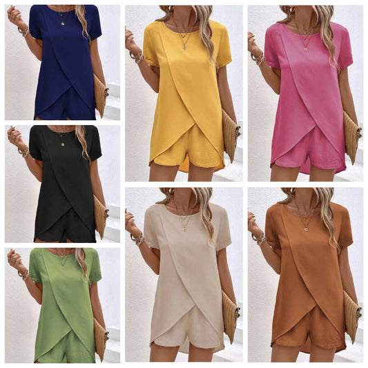 New Arrival✨Irregular Hem Top & Shorts Set – Asymmetrical Design for Effortless Statement Style