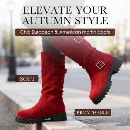 👢Pull On & Go | Women's Slouchy Faux Suede Mid-Calf Boots