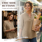 👚New Arrivals - 3/4 Rolled Sleeve Blouse with Button Tabs – Versatile & Breathable for Any Casual Occasion