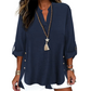 👚New Arrivals - 3/4 Rolled Sleeve Blouse with Button Tabs – Versatile & Breathable for Any Casual Occasion