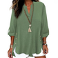 👚New Arrivals - 3/4 Rolled Sleeve Blouse with Button Tabs – Versatile & Breathable for Any Casual Occasion