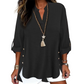 👚New Arrivals - 3/4 Rolled Sleeve Blouse with Button Tabs – Versatile & Breathable for Any Casual Occasion