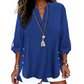 👚New Arrivals - 3/4 Rolled Sleeve Blouse with Button Tabs – Versatile & Breathable for Any Casual Occasion