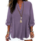 👚New Arrivals - 3/4 Rolled Sleeve Blouse with Button Tabs – Versatile & Breathable for Any Casual Occasion