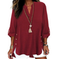 👚New Arrivals - 3/4 Rolled Sleeve Blouse with Button Tabs – Versatile & Breathable for Any Casual Occasion
