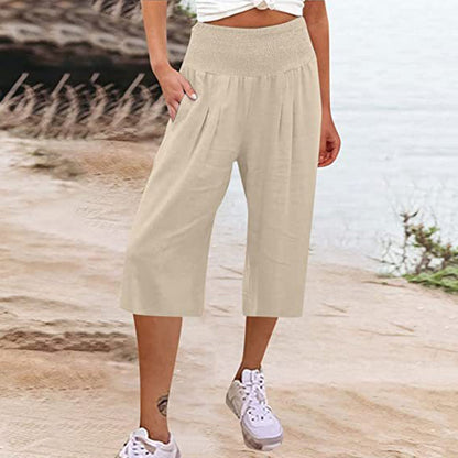 New Arrival✨🌸 Relaxed Fit Cropped Pants with Elastic Waist – Skin-Friendly Blend & Versatile 12-Color Choice