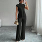 👗🌸 Elegant Mock Neck Top & Wide-Leg Pants 2-Piece Set – Ribbed Texture, Flowing Silhouette & Versatile Style ✨
