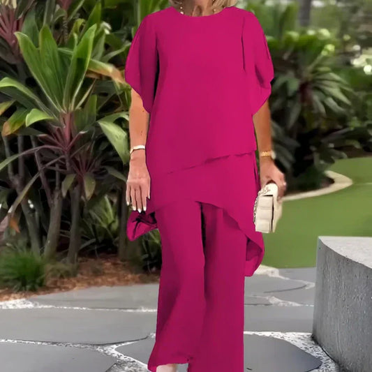 📢2026 Hot Sale 50% OFF💞Charming Irregular Top & Wide Leg Pants Set✨Comfortable, elegant & perfect for spring 🌸