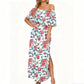 ✨ Off-Shoulder Ruffled Maxi Dress – Side Slit, Pockets, Flowy 🌸
