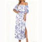 ✨ Off-Shoulder Ruffled Maxi Dress – Side Slit, Pockets, Flowy 🌸