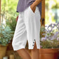 Summer Bestseller🔥👖 Capri Pants with Side Pockets & Cuffed Button Detail – Breathable Stretch Fit for All-Day Comfort