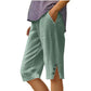 Summer Bestseller🔥👖 Capri Pants with Side Pockets & Cuffed Button Detail – Breathable Stretch Fit for All-Day Comfort