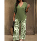 ✨🛍️Fresh Drop -  Matching Set with V-Neck Top – Vibrant Print & Relaxed Fit for Any Casual Occasion