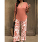 ✨🛍️Fresh Drop -  Matching Set with V-Neck Top – Vibrant Print & Relaxed Fit for Any Casual Occasion